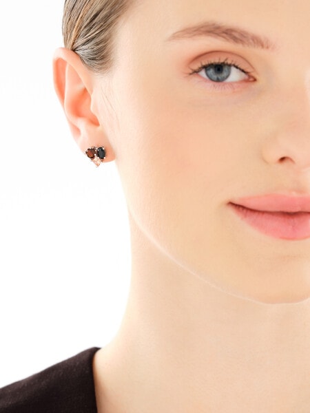 Stříbrné náušnice se zirkony a broušeným sklem