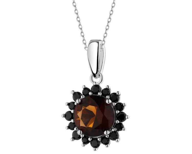 Rhodium Plated Silver Pendant with Cubic Zirconia