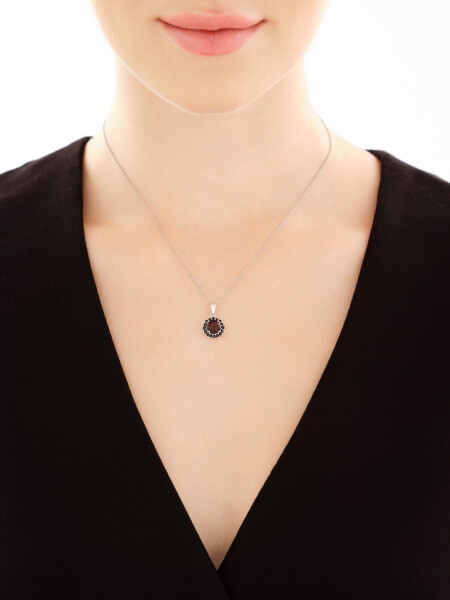 Rhodium Plated Silver Pendant with Cubic Zirconia