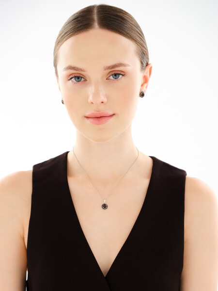 Rhodium Plated Silver Pendant with Cubic Zirconia