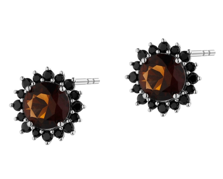 Stříbrné náušnice se zirkony a broušeným sklem