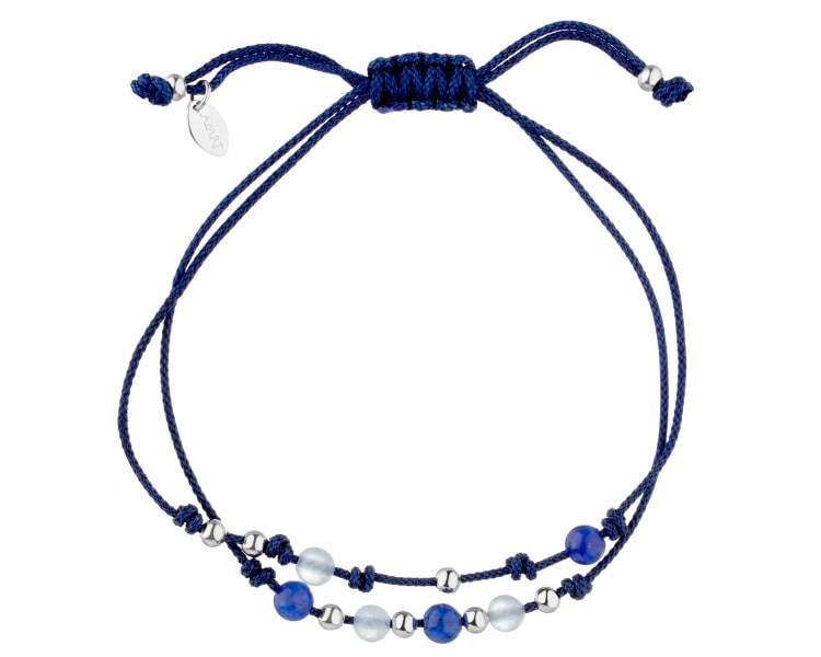 Bransoletka z elementami srebra i kamieniami chalcedonu - kulki