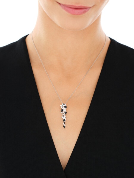 Zawieszka srebrna z cyrkoniami - kwiaty