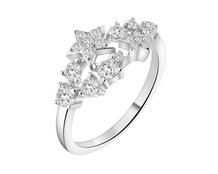 Rhodium Plated Silver Ring with Cubic Zirconia