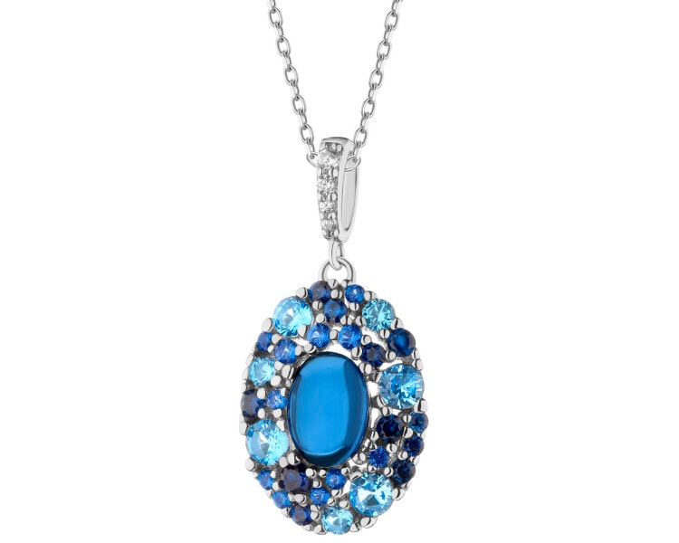 Rhodium Plated Silver Pendant with Cubic Zirconia