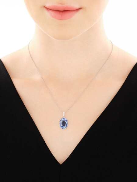 Rhodium Plated Silver Pendant with Cubic Zirconia