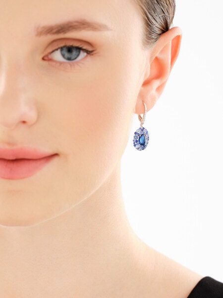 Rhodium Plated Silver Dangling Earring with Cubic Zirconia