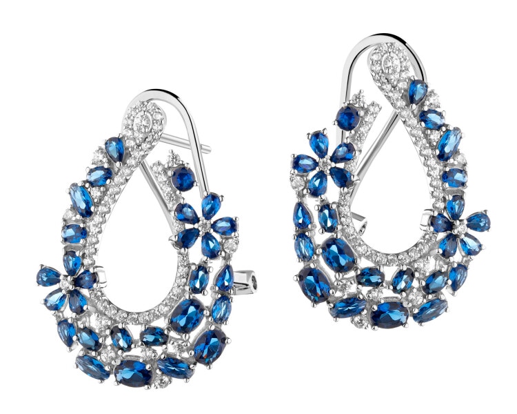 Rhodium Plated Silver Dangling Earring with Cubic Zirconia