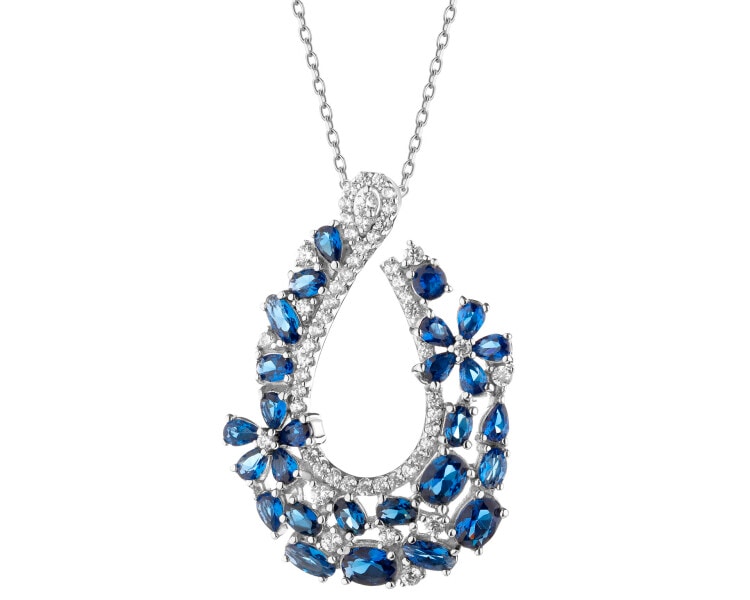 Rhodium Plated Silver Pendant with Cubic Zirconia