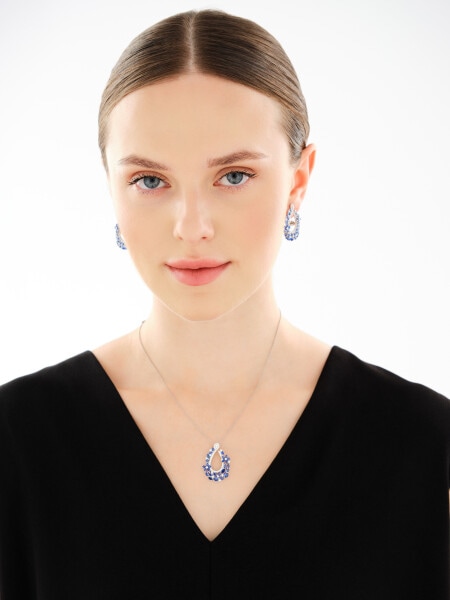 Rhodium Plated Silver Pendant with Cubic Zirconia