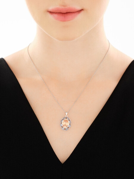 Rhodium Plated Silver Pendant with Cubic Zirconia