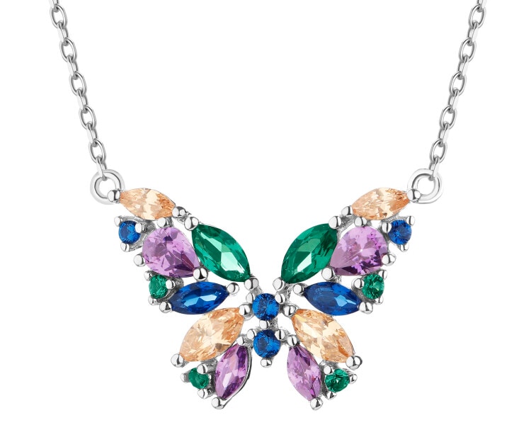 Rhodium Plated Silver Necklace with Cubic Zirconia