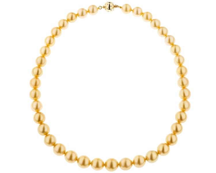 Naszyjnik z perłami Golden South Sea, brylantami i elementami żółtego złota - 46 cm - próba 750