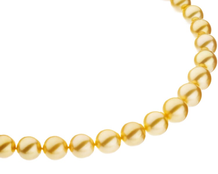 Naszyjnik z perłami Golden South Sea, brylantami i elementami żółtego złota - 46 cm - próba 750