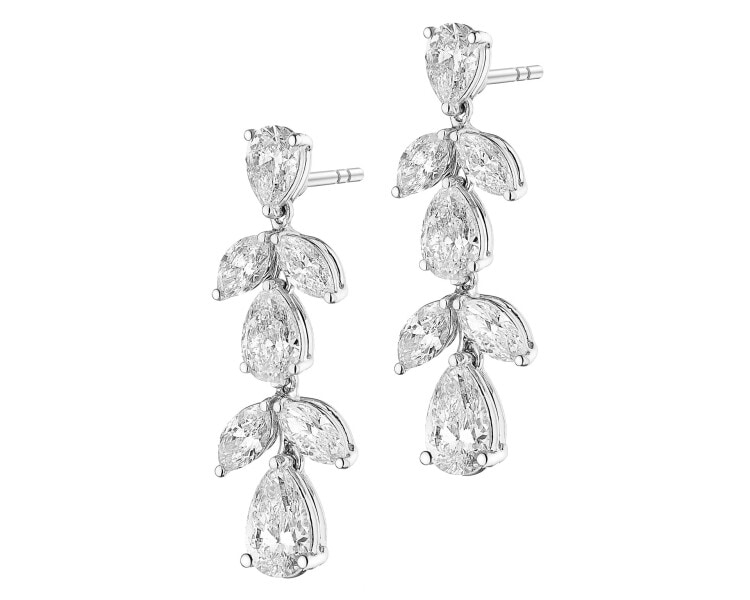 18 K Rhodium-Plated White Gold Dangling Earring - 3,21 ct - fineness 18 K
