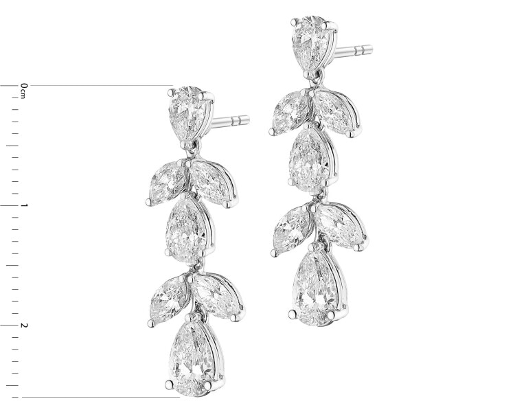 18 K Rhodium-Plated White Gold Dangling Earring - 3,21 ct - fineness 18 K