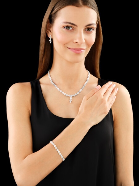 18 K Rhodium-Plated White Gold Dangling Earring - 3,21 ct - fineness 18 K