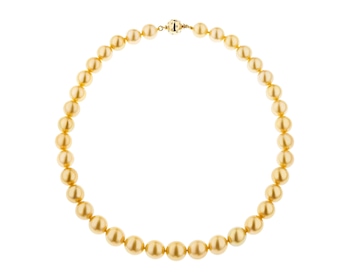 Náhrdelník s perlami Golden South Sea, brilianty a zlatými prvky - velikost 44 cm - ryzost 750