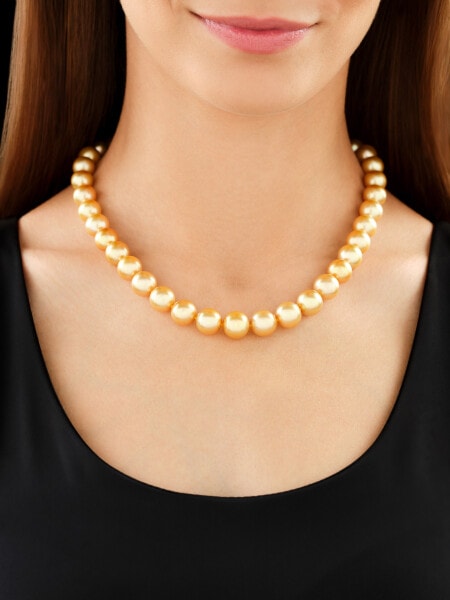 Naszyjnik z perłami Golden South Sea, brylantami i elementami żółtego złota - 44 cm - próba 750