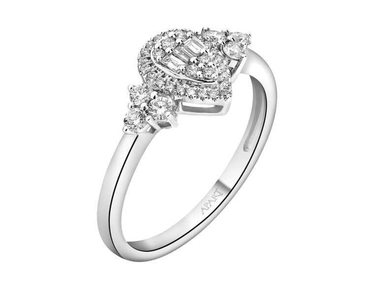 Pierścionek z białego złota z diamentami - 0,35 ct - próba 585