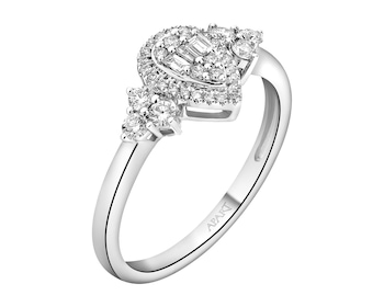 Pierścionek z białego złota z diamentami - 0,35 ct - próba 585