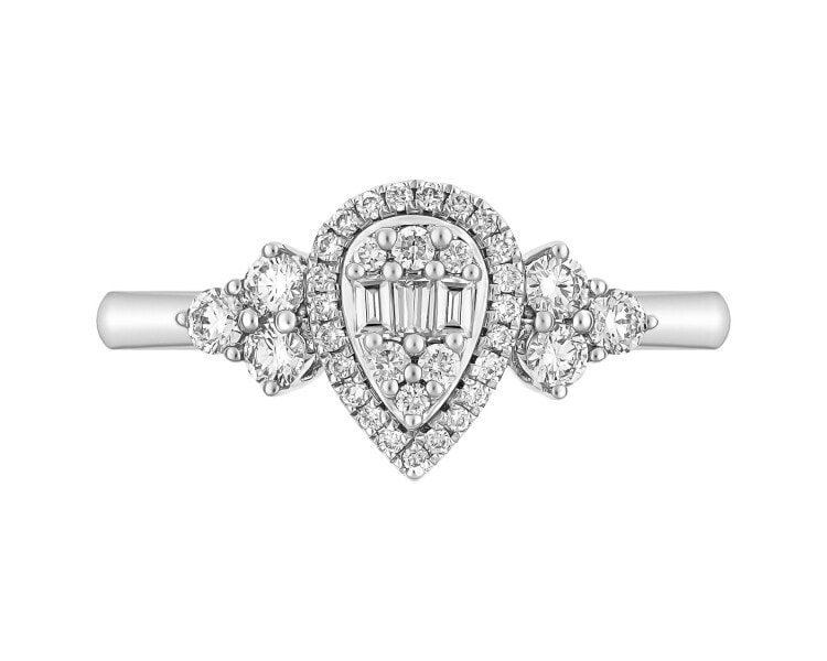 Pierścionek z białego złota z diamentami - 0,35 ct - próba 585