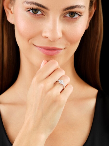 Pierścionek z białego złota z diamentami - 0,35 ct - próba 585