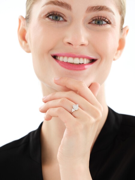 Pierścionek z białego złota z diamentami - 0,35 ct - próba 585