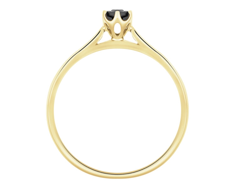 375 Yellow Gold Ruthenium-Plated Ring with Diamond - 0,05 ct - fineness 585