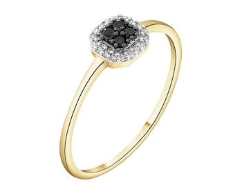 Zlatý prsten s diamanty a černými brilianty - 0,12 ct - ryzost 585