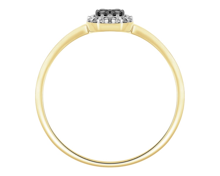 14 K Rhodium-Plated Yellow Gold Ring - 0,11 ct - fineness 14 K