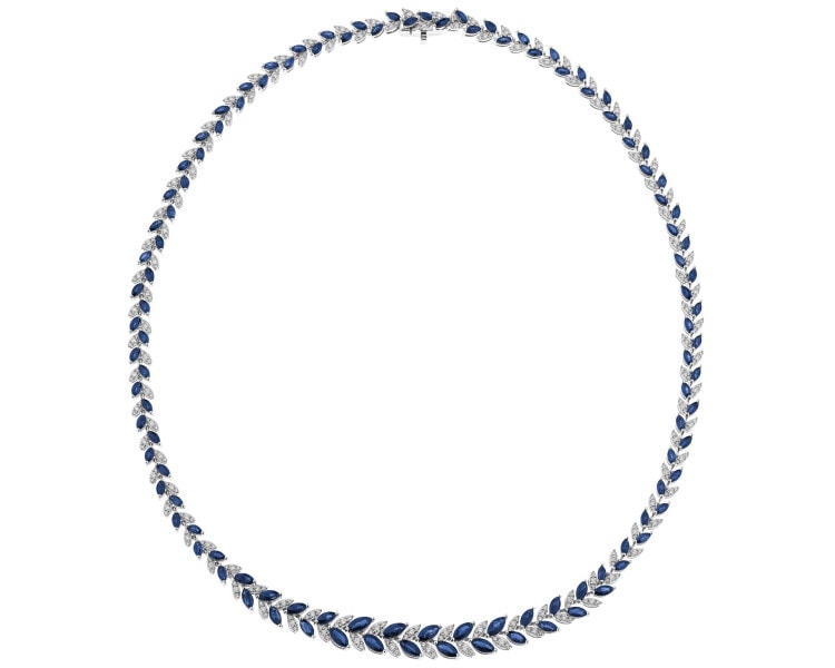 18 K Rhodium-Plated White Gold Collar Necklace - fineness 18 K