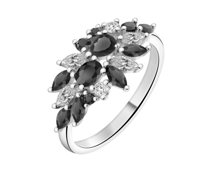 Rhodium Plated Silver Ring with Cubic Zirconia