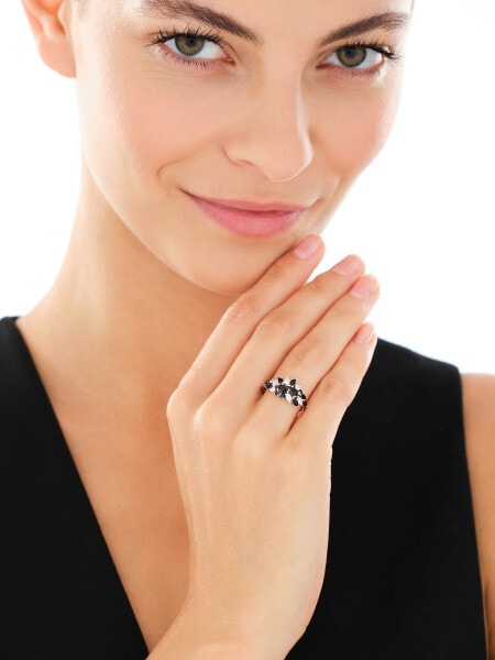 Rhodium Plated Silver Ring with Cubic Zirconia