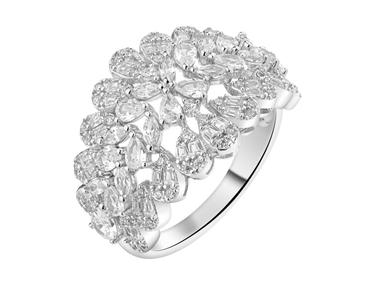Rhodium Plated Silver Ring with Cubic Zirconia
