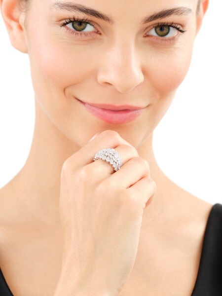Rhodium Plated Silver Ring with Cubic Zirconia