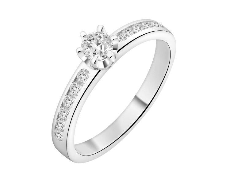 Rhodium Plated Silver Ring with Cubic Zirconia