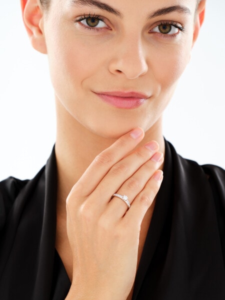 Rhodium Plated Silver Ring with Cubic Zirconia