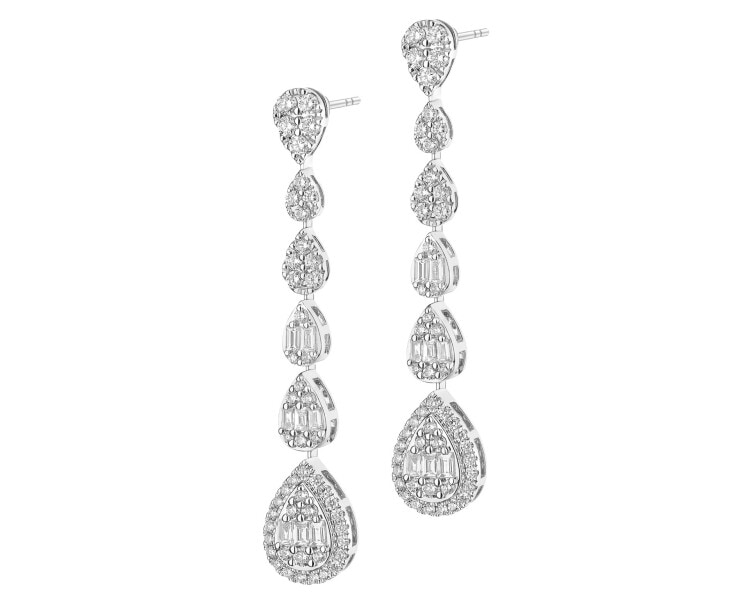 14 K Rhodium-Plated White Gold Dangling Earring - 1,19 ct - fineness 14 K