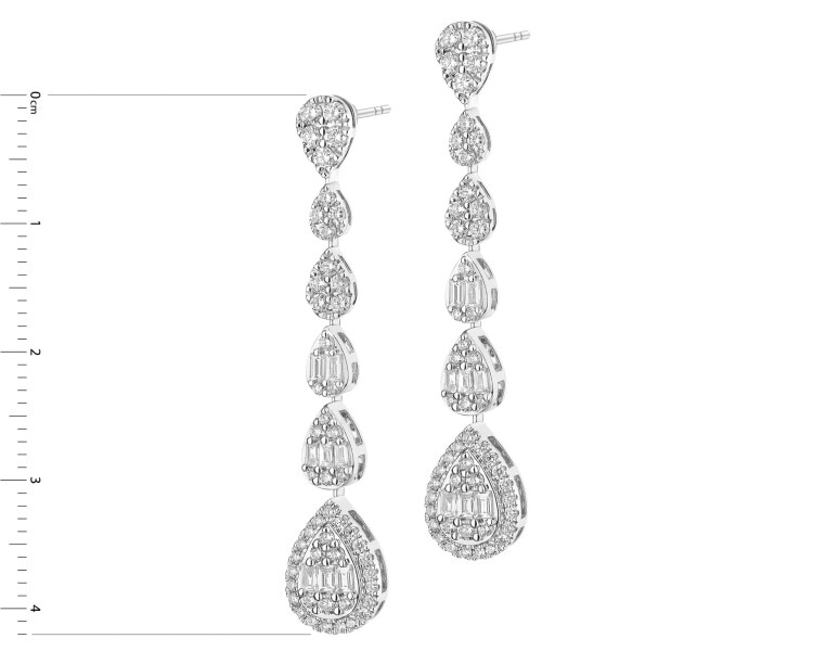 Kolczyki z białego złota z diamentami - 1,19 ct - próba 585