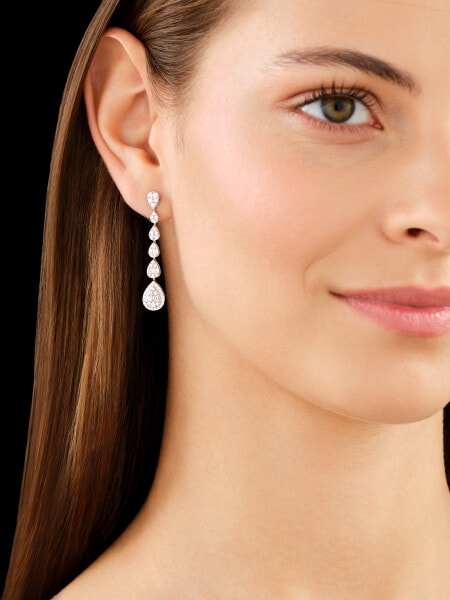 14 K Rhodium-Plated White Gold Dangling Earring - 1,19 ct - fineness 14 K