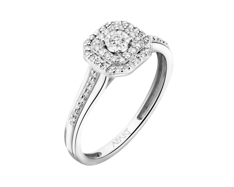 Pierścionek z białego złota z diamentami - 0,18 ct - próba 585
