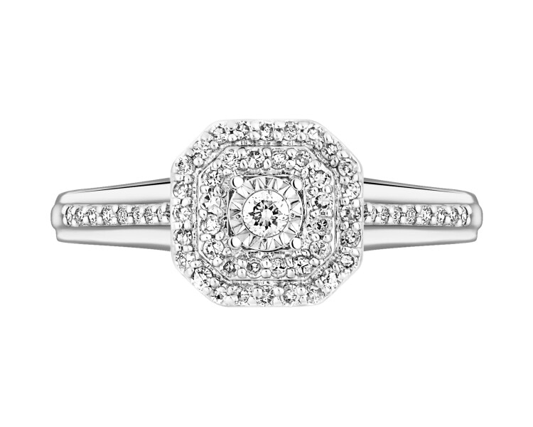 Pierścionek z białego złota z diamentami - 0,18 ct - próba 585