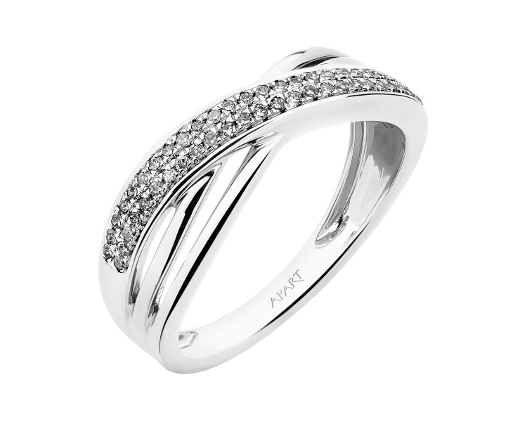 Pierścionek z białego złota z diamentami - 0,15 ct - próba 585