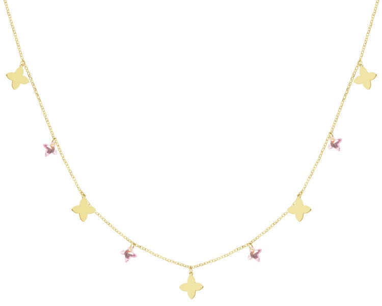 9 K Yellow Gold Necklace with Cubic Zirconia