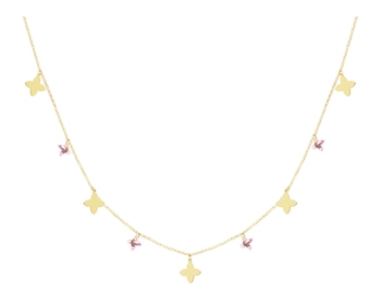 9 K Yellow Gold Necklace with Cubic Zirconia