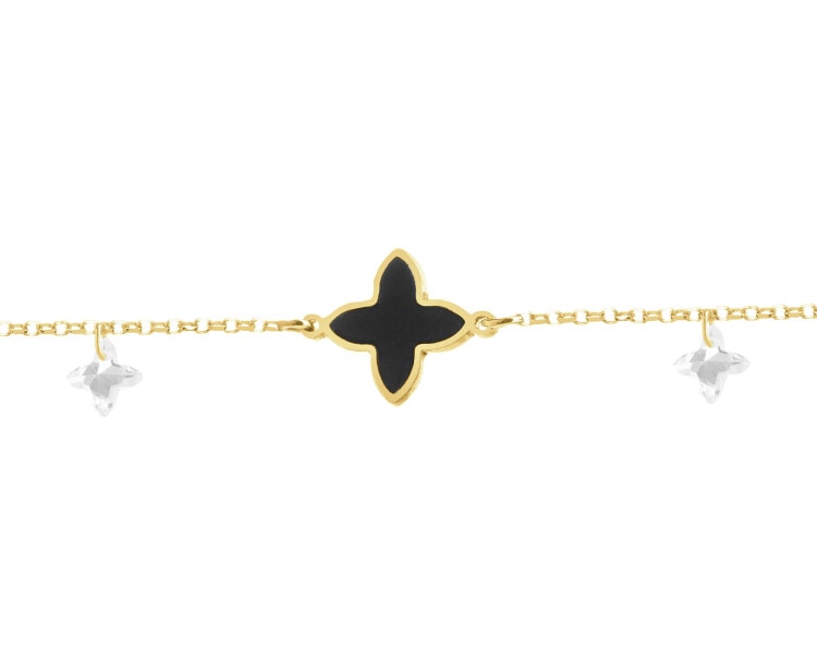 9 K Yellow Gold Bracelet with Synthetic Onyx