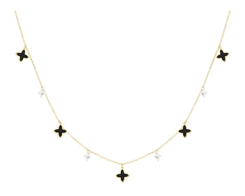 9 K Yellow Gold Necklace with Synthetic Onyx