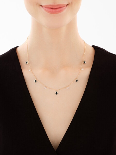 9 K Yellow Gold Necklace with Synthetic Onyx