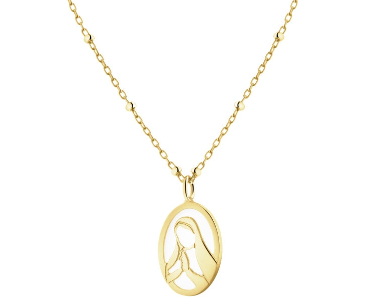 9 K Yellow Gold Necklace with Mother Of Pearl